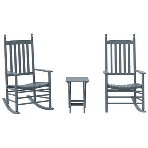 vidaXL Sillas mecedoras 2 uds mesa plegable madera maciza &aacute;lamo gris