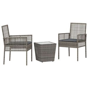 vidaXL Juego Bistro de Jard&iacute;n 3 pcs Gris rat&aacute;n sint&eacute;tico