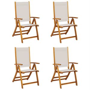 vidaXL Sillas de jard&iacute;n plegables 4 uds madera maciza acacia textileno