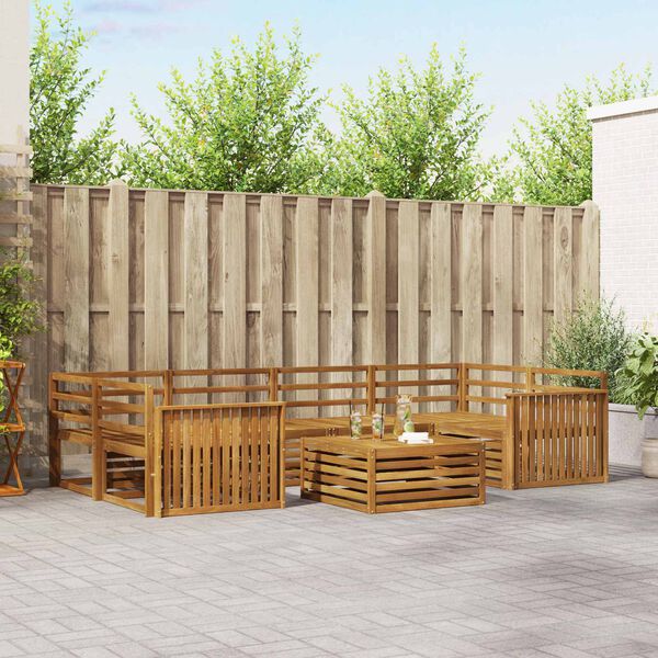 vidaXL Conjunto de sof&aacute;s de exterior 7 pcs Natural