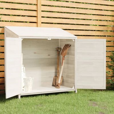 vidaXL Cobertizo de jardín madera de abeto maciza blanco 102x52x112 cm