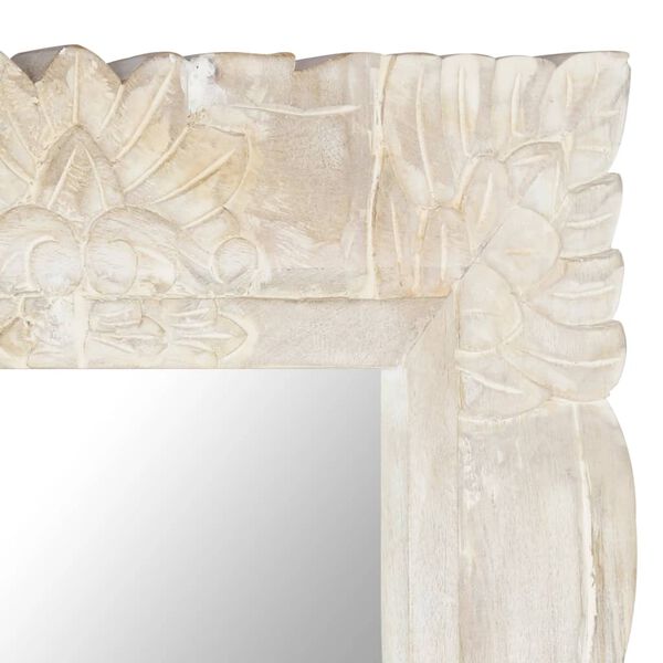 vidaXL Espejo de madera maciza de mango blanco 110x50 cm