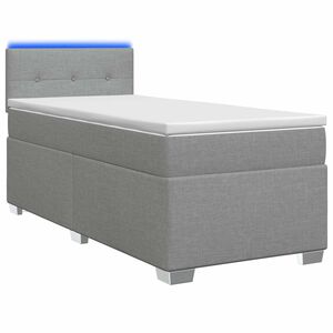 vidaXL Cama con Base Tapizada, Colch&oacute;n y Luz LED Gris Claro Tela