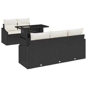 vidaXL Conjunto de sof&aacute; de jard&iacute;n 6 uds. Negro rat&aacute;n sint&eacute;tico