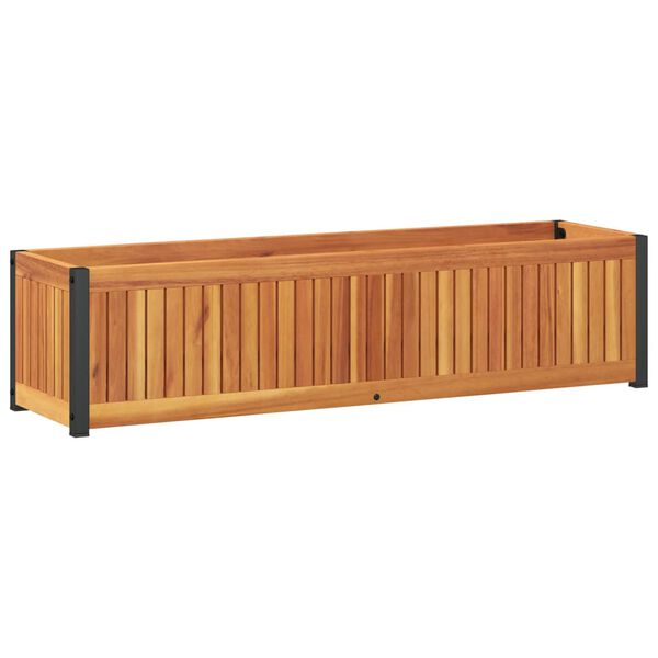 vidaXL Jardinera de madera maciza de acacia y acero 110x30x27,5 cm