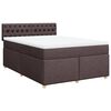 vidaXL Cama box spring con colch&oacute;n tela marr&oacute;n oscuro 160x200 cm