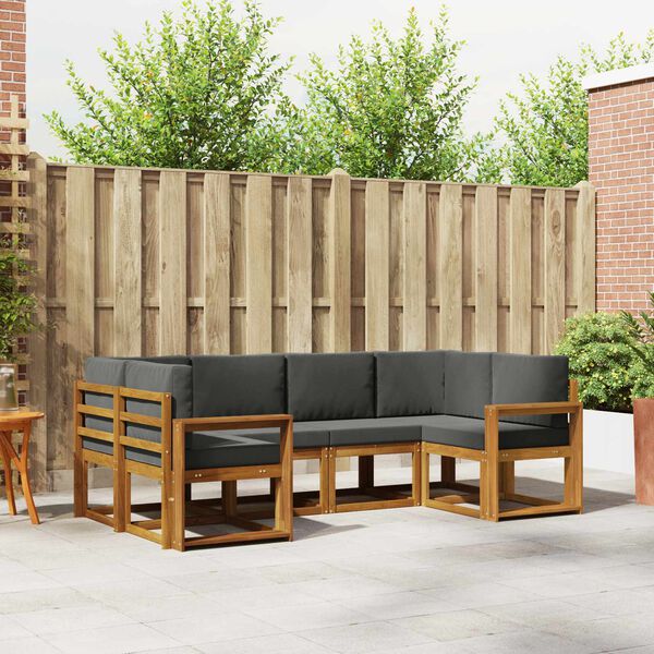 vidaXL Conjunto de sof&aacute;s de exterior 6 pcs Natural y Antracita