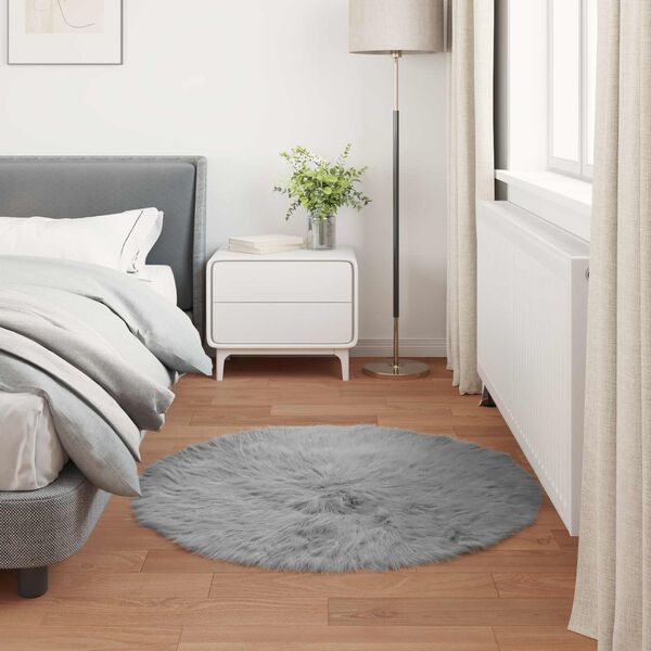 vidaXL Alfombra de Imitaci&oacute;n de Piel de Oveja Tafalla Gris &Oslash; 120 cm