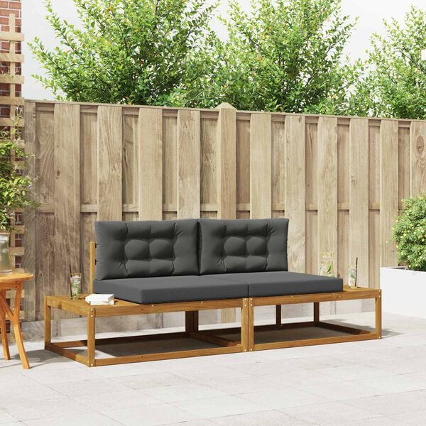 vidaXL Conjunto de sof&aacute;s de exterior 2 Pieza Natural y Antracita