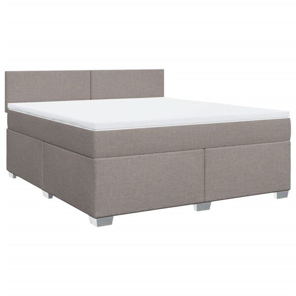 vidaXL Cama box spring con colch&oacute;n tela gris taupe 180x200 cm