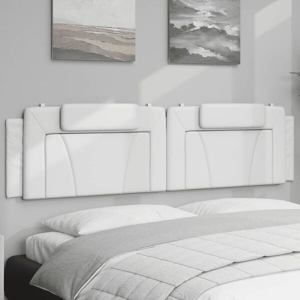 vidaXL Cabecero de cama acolchado Viana cuero sint&eacute;tico blanco 200 cm