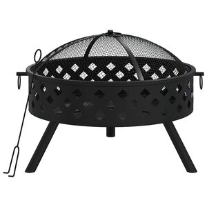 vidaXL Brasero con atizador acero XXL 58 cm