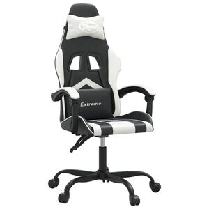 vidaXL Silla gaming giratoria cuero sint&eacute;tico negro y blanco
