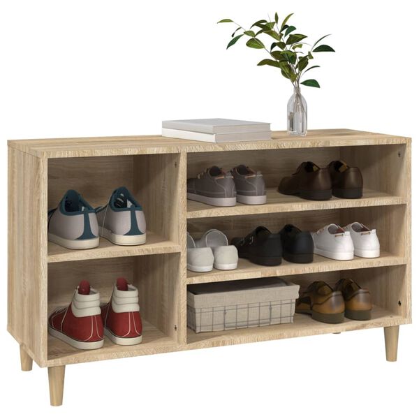 vidaXL Mueble zapatero madera contrachapada roble Sonoma 102x36x60 cm