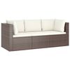 vidaXL Set muebles de jard&iacute;n 4 piezas y cojines rat&aacute;n sint&eacute;tico marr&oacute;n