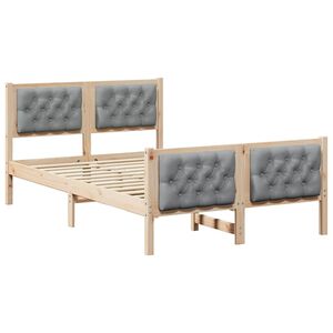 vidaXL Estructura de cama con cabecera Gris Claro 135 x 190 cm