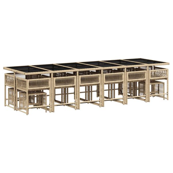 vidaXL Set comedor de jard&iacute;n 17 pzas con cojines rat&aacute;n sint&eacute;tico beige