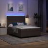 vidaXL Cama Box Spring LED con colch&oacute;n Marr&oacute;n Oscuro 140 x 190 cm tela