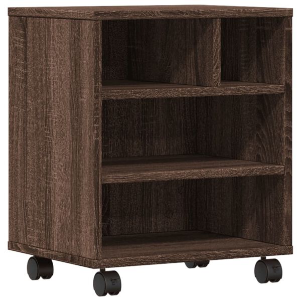 vidaXL Soporte para impresora con ruedas marrón roble 41x32x48 cm