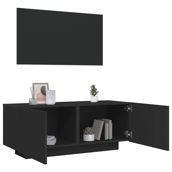 vidaXL Mueble para TV madera contrachapada negra 100x35x40 cm