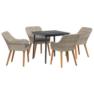 vidaXL Conjunto de Comedor de Jard&iacute;n 5 uds. Gris Claro rat&aacute;n sint&eacute;tico