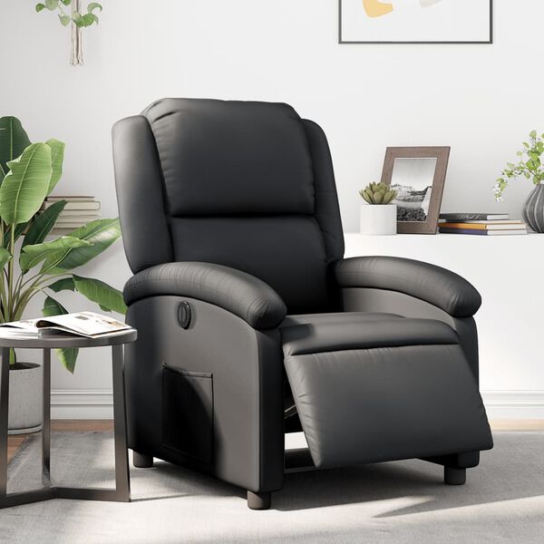 vidaXL Sillón reclinable eléctrico de cuero auténtico negro