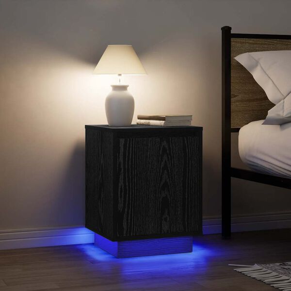 vidaXL Mesillas de noche con luces LED 2 uds negro 38x34x50 cm
