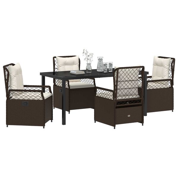 vidaXL Conjunto de Comedor de Jard&iacute;n 5 pcs Marr&oacute;n rat&aacute;n sint&eacute;tico