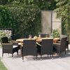 vidaXL Juego de comedor de jardín 9 piezas con cojines negro