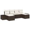 vidaXL Conjunto de sof&aacute; de jard&iacute;n 4 pcs Marr&oacute;n y crema rat&aacute;n sint&eacute;tico