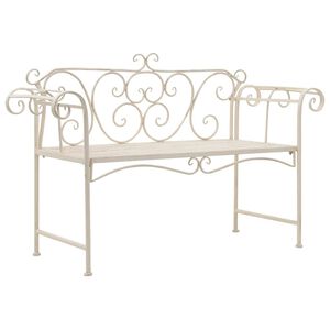 vidaXL Banco de jard&iacute;n metal blanco envejecido 132 cm