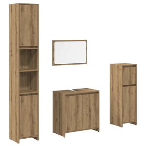 vidaXL Juego de muebles ba&ntilde;o 4 piezas madera ingenier&iacute;a roble artisan