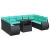 vidaXL Set sof&aacute;s jard&iacute;n y cojines 10 pzas rat&aacute;n sint&eacute;tico acacia negro