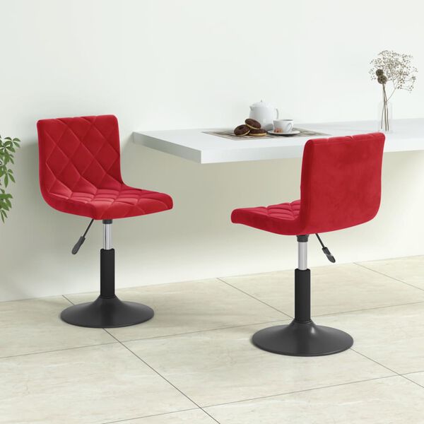 vidaXL Sillas de comedor giratorias 2 unidades terciopelo rojo tinto