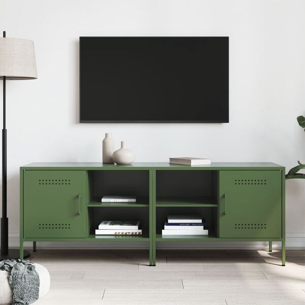 vidaXL Muebles de TV 2 piezas acero verde oliva 68x39x50,5 cm
