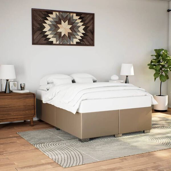 vidaXL Estructura cama sin colch&oacute;n cuero sint&eacute;tico capuchino 140x200cm