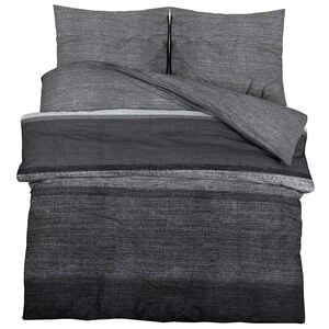 vidaXL Juego de funda n&oacute;rdica gris oscuro y negro 200x200 cm algod&oacute;n