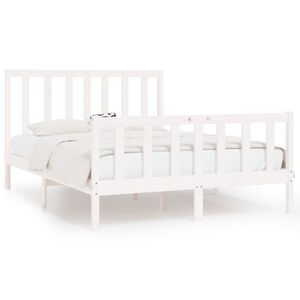 vidaXL Estructura de cama de madera maciza blanca 140x190 cm