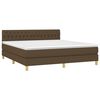 vidaXL Cama box spring con colch&oacute;n LED tela marr&oacute;n oscuro 180x200 cm