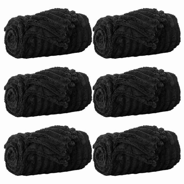 vidaXL Mantitas de Sof&aacute; 6 pcs Negro 270 x 240 cm Lana