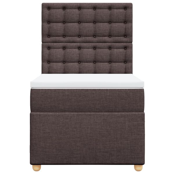 vidaXL Cama box spring con colch&oacute;n tela marr&oacute;n oscuro 80x200 cm
