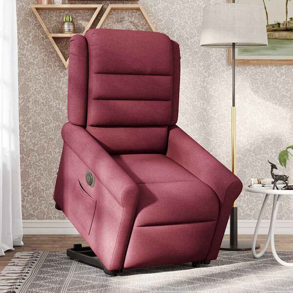 vidaXL Sill&oacute;n el&eacute;ctrico reclinable elevable de tela rojo tinto