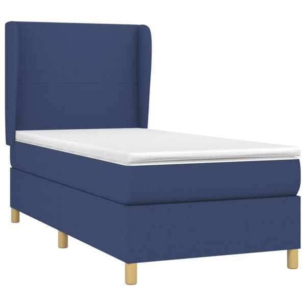 vidaXL Cama box spring con colch&oacute;n tela azul 90x190 cm