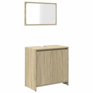 vidaXL Set de muebles de ba&ntilde;o 2 pzas madera contrachapada roble Sonoma