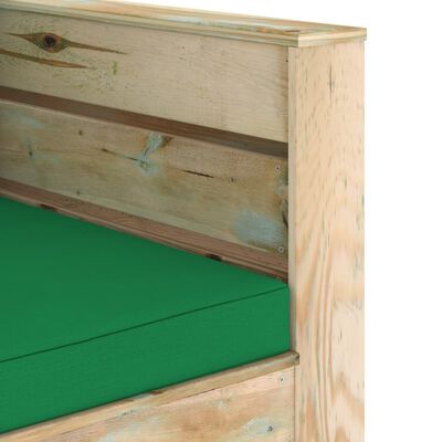 vidaXL Muebles de jardín 2 piezas con cojines madera impregnada verde