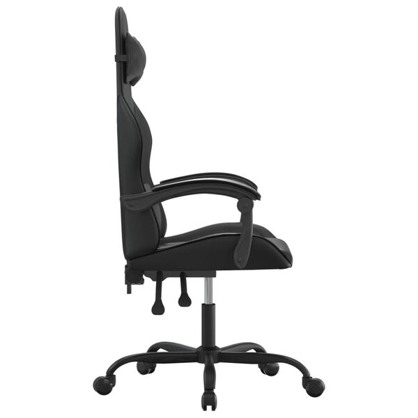 vidaXL Silla gaming cuero sintético negro