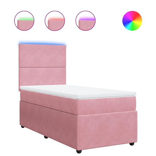 vidaXL Cama box spring con colch&oacute;n terciopelo rosa 100x200 cm