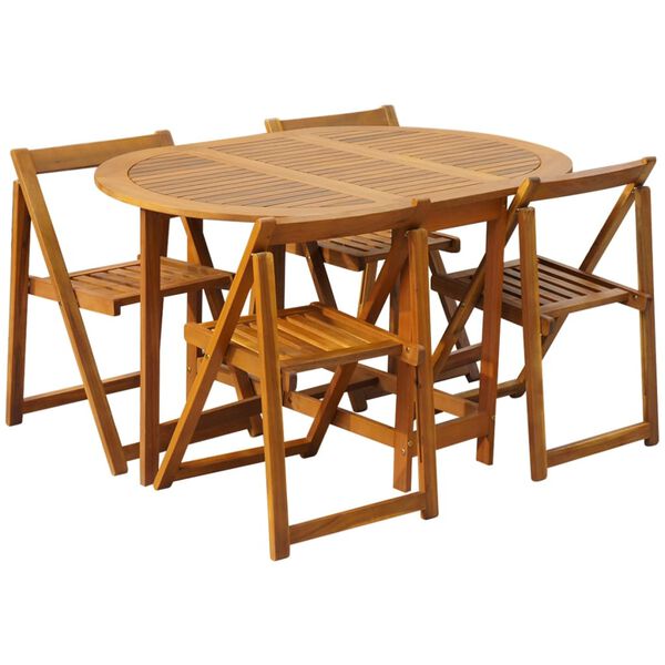 vidaXL Set comedor de jard&iacute;n plegable 5 piezas madera maciza de acacia