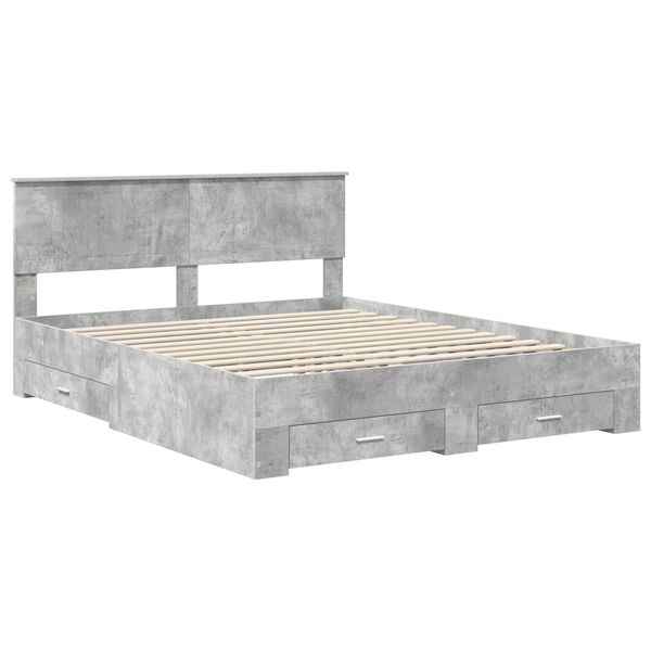 vidaXL Estructura de cama con cabecera Gris Concreto 160 x 200 cm
