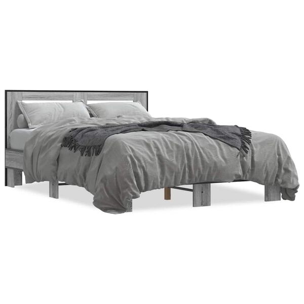 vidaXL Estructura cama madera ingenier&iacute;a metal gris Sonoma 140x200 cm